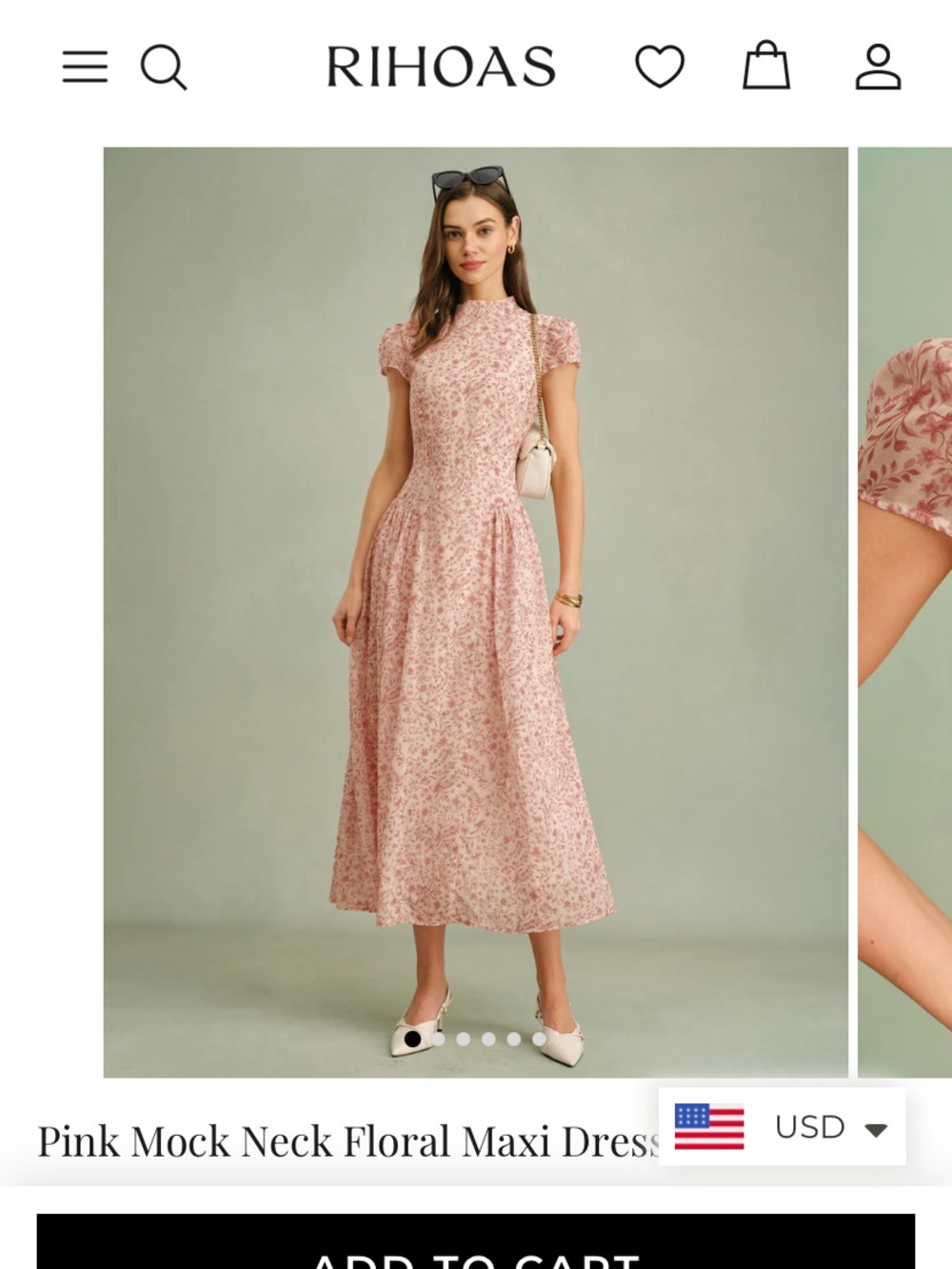 RIHOAS Pink Mock Neck Floral Maxi Dress